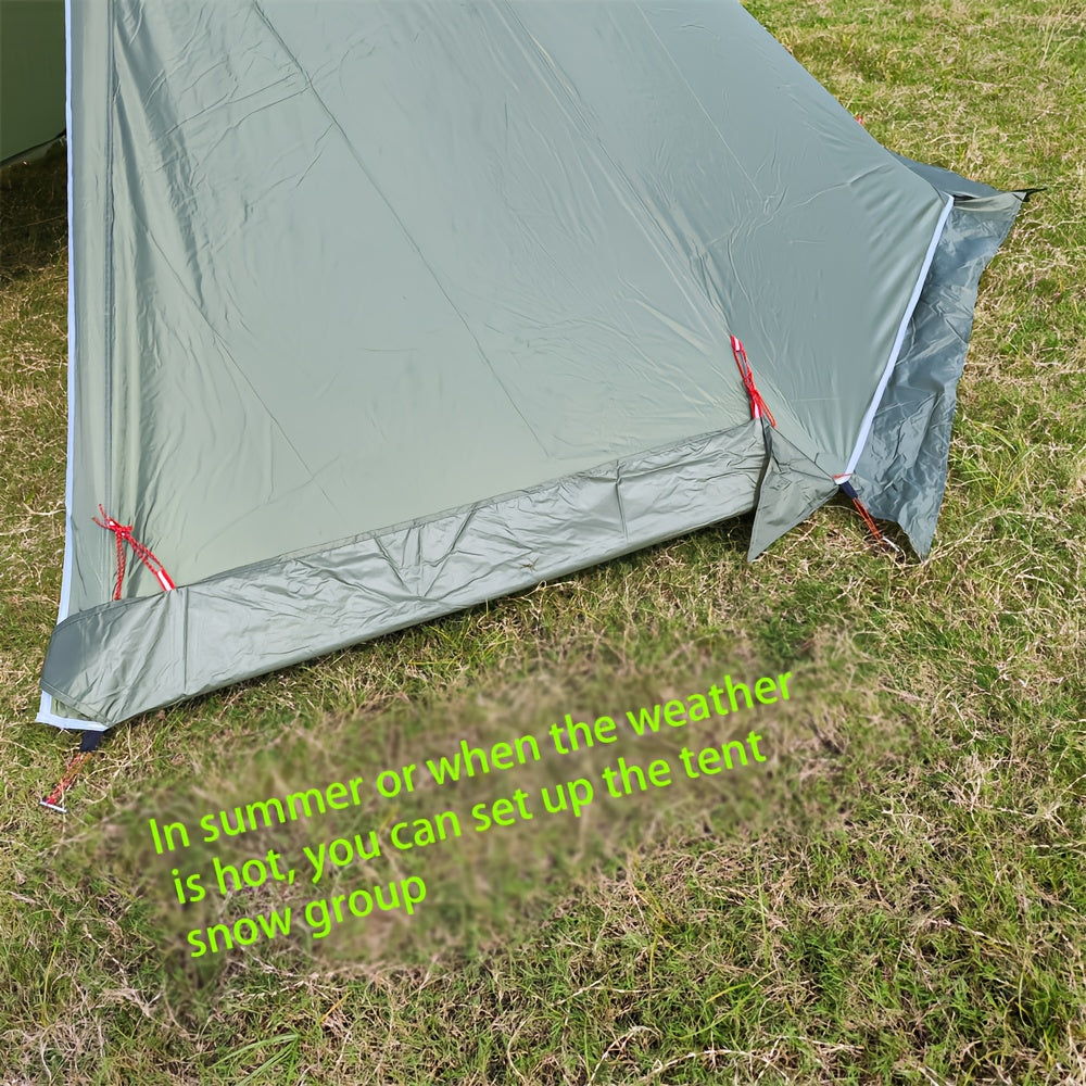 Octagonal Pyramid Tent, Four Season Camping Shelter with Chimney Hole, 160.02cm Tall, 3.2meter Diameter, Normal Waterproof Polyester, Zipper Closure, Alloy Brackets, Age 14+, Includes Chimney Safety Cloth.