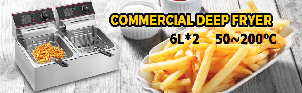 VEVOR 12L 20L Elektrische Friteusen Dual Tanks für Fast Food Restaurant Fried Chicken Stände Braten Pommes Frites Schweinekoteletts