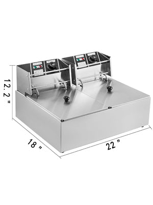 VEVOR 12L 20L Elektrische Friteusen Dual Tanks für Fast Food Restaurant Fried Chicken Stände Braten Pommes Frites Schweinekoteletts