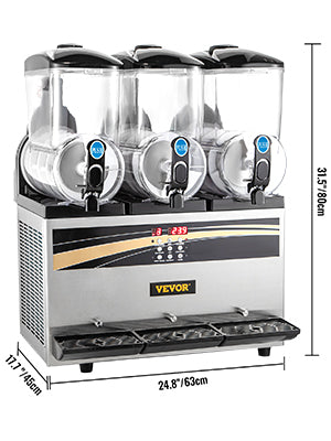 VEVOR Kommerzielle Slusheis Maschine, 3 x 15 L Slusheis Maschine 800 W 220 V Slusheis Eismaschine, Slushgerät 63 x 45 x 80 cm Slushy Maker Maschine, 2 Modi Intelligentes LED-Bedienfeld Slushy Maker