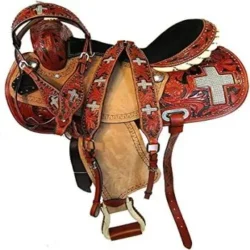 Western Cowboy Cross Show Pleasure Floral Tooled Horse Barrel Racing Saddle