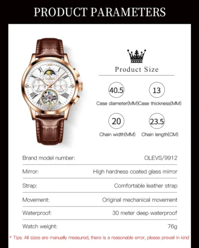 OLEVS Men’s Watch Mechanical Watches Men Automatic... Artikel  direkt vom Hersteller Weltweit A1Markt.de