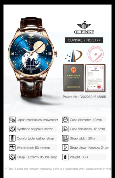 OUPINKE 3177 Moon Phase Man Watch High-end Import Jappan... Artikel  direkt vom Hersteller Weltweit A1Markt.de