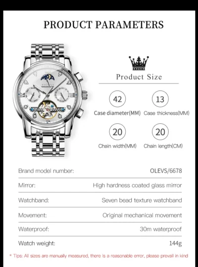 OELVS Men’s Watches Luxury Original Automatic... Artikel  direkt vom Hersteller Weltweit A1Markt.de